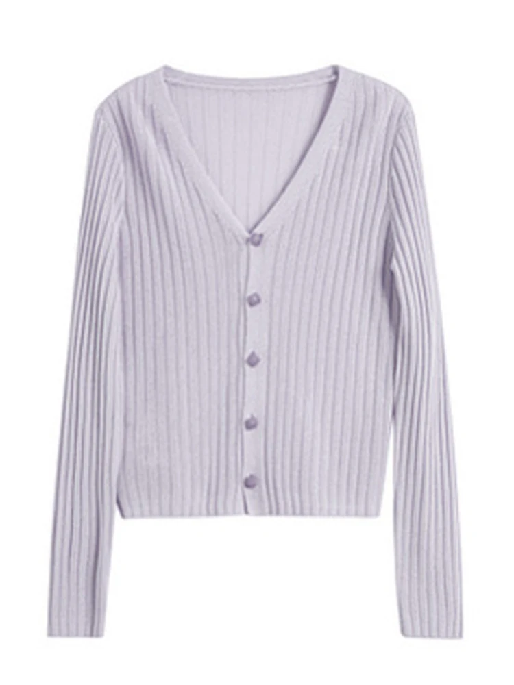 Pull tricoté Long de couleur Pure coréen pour femmes, haut de Protection solaire à bouton unique, Design Simple, vêtements de trajet