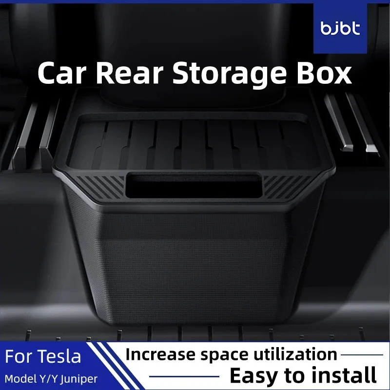 

BJBT For Tesla Model Y Juniper Car Rear Seat Storage Box Trash Can Under Air Vent Case Interior Stowing Space Accessories