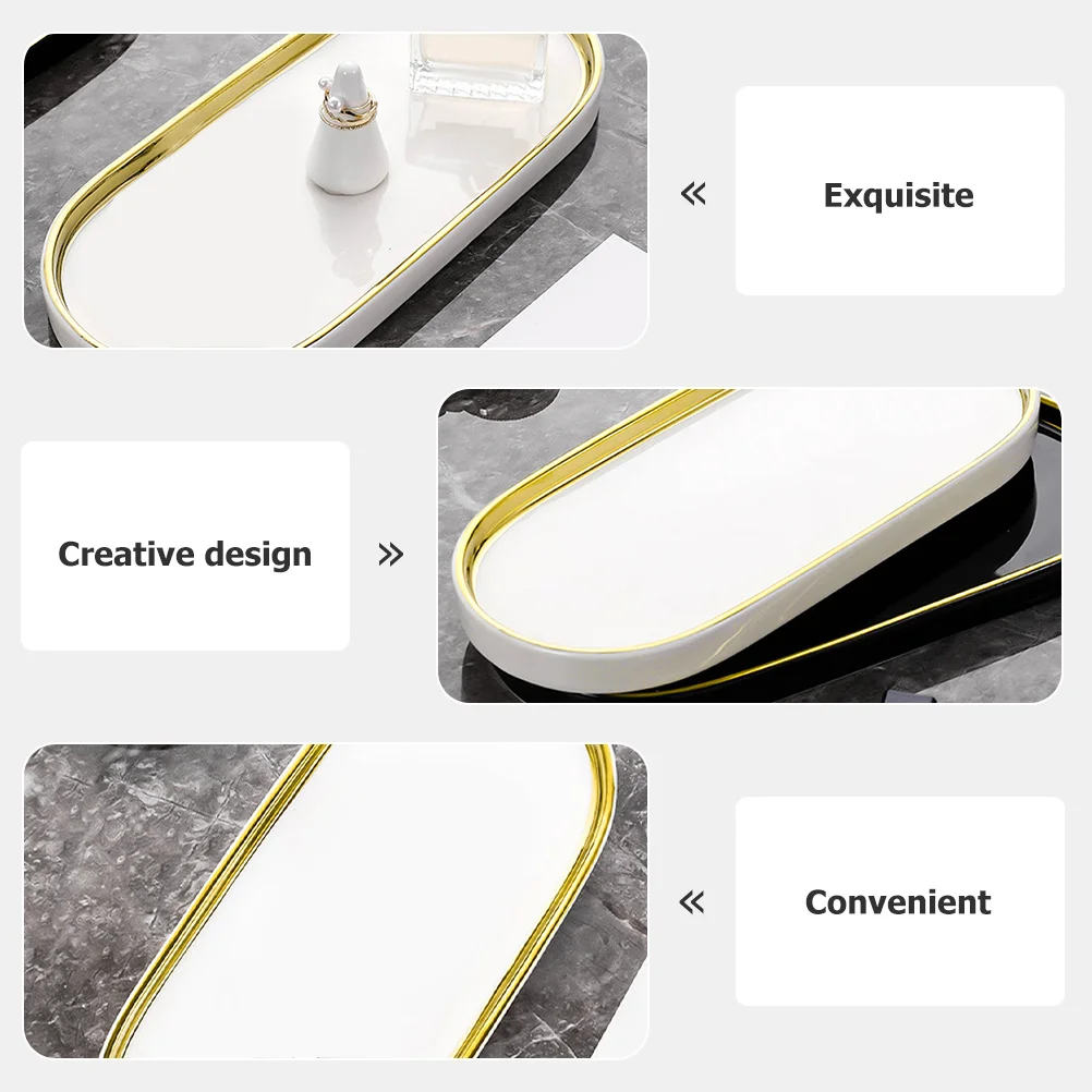 

Ceramic Oval Vanity Tray Bathroom Countertop Decorative Jewelry Makeup Organizer Storage Plate Bathroom Tray Jewelry Ring Dish