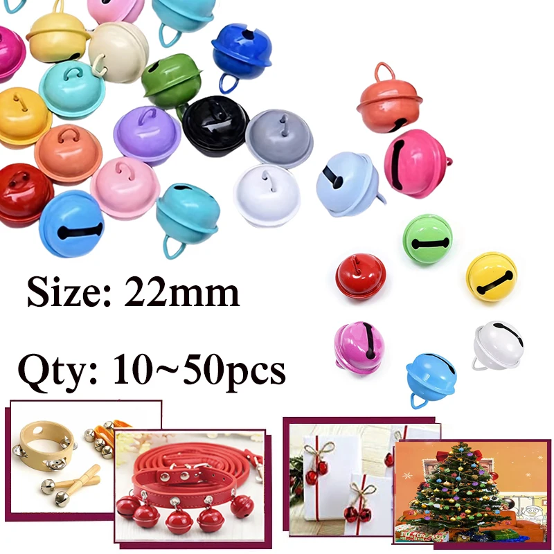 50 ~ 10 sztuk 22mm kolorowe dzwonki bożonarodzeniowe koraliki Jingle Bells Party dekoracje na choinkę wisiorki DIY rzemiosło akcesoria do rękodzieła