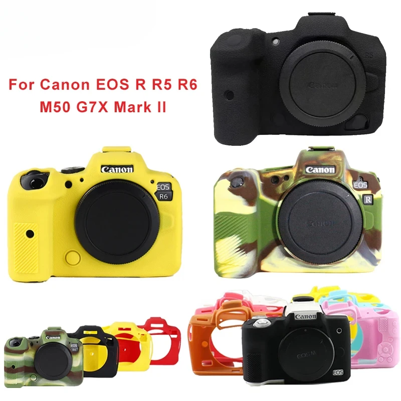 

For Canon EOS R R5 R6 M50 G7X Mark II Photography Accessories Bag Rubber Cover Protective SLR Camera Soft Silicone Body Case