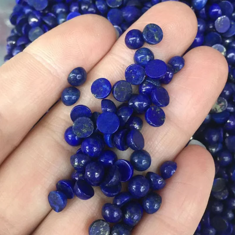 6mm 5mm 4mm 3mm good quality natural lapis lazuli round cab cabochon stone beads Wholesale 100pcs for jewelry making