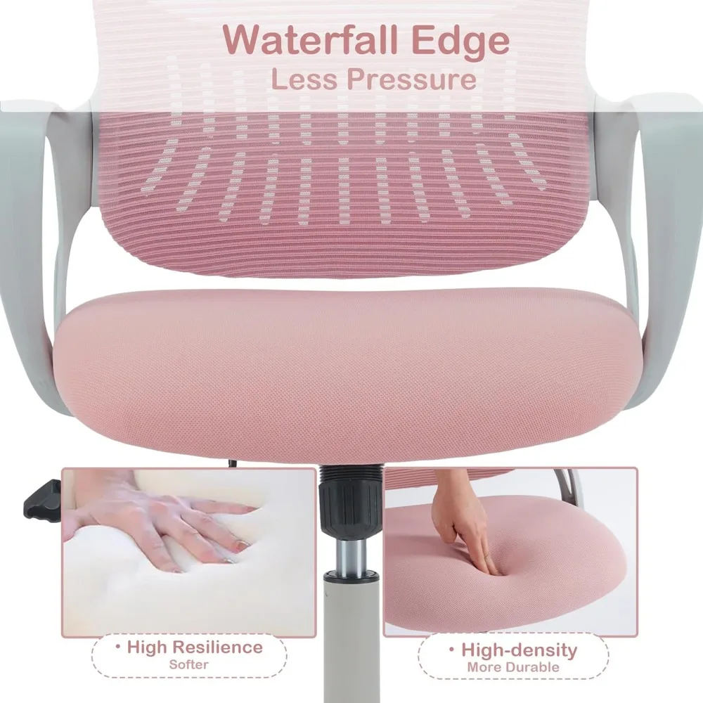 كرسي مكتب مريح: كرسي كمبيوتر شبكي مريح مع مساند للذراعين، ودعم قطني قابل للتعديل، وغطاء تنفيذي دوار #5