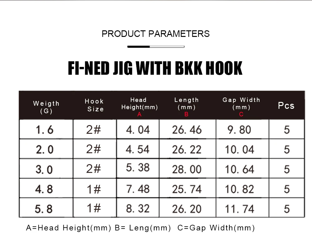 FTK Angelhaken 5 Stück 1,6g 2g 3g 4,8g 5,8g Ned Rig Jig Pilz-Jigköpfe Haken Weiche Wurmköder Haken für Barsch Forelle Hecht – Detail 8