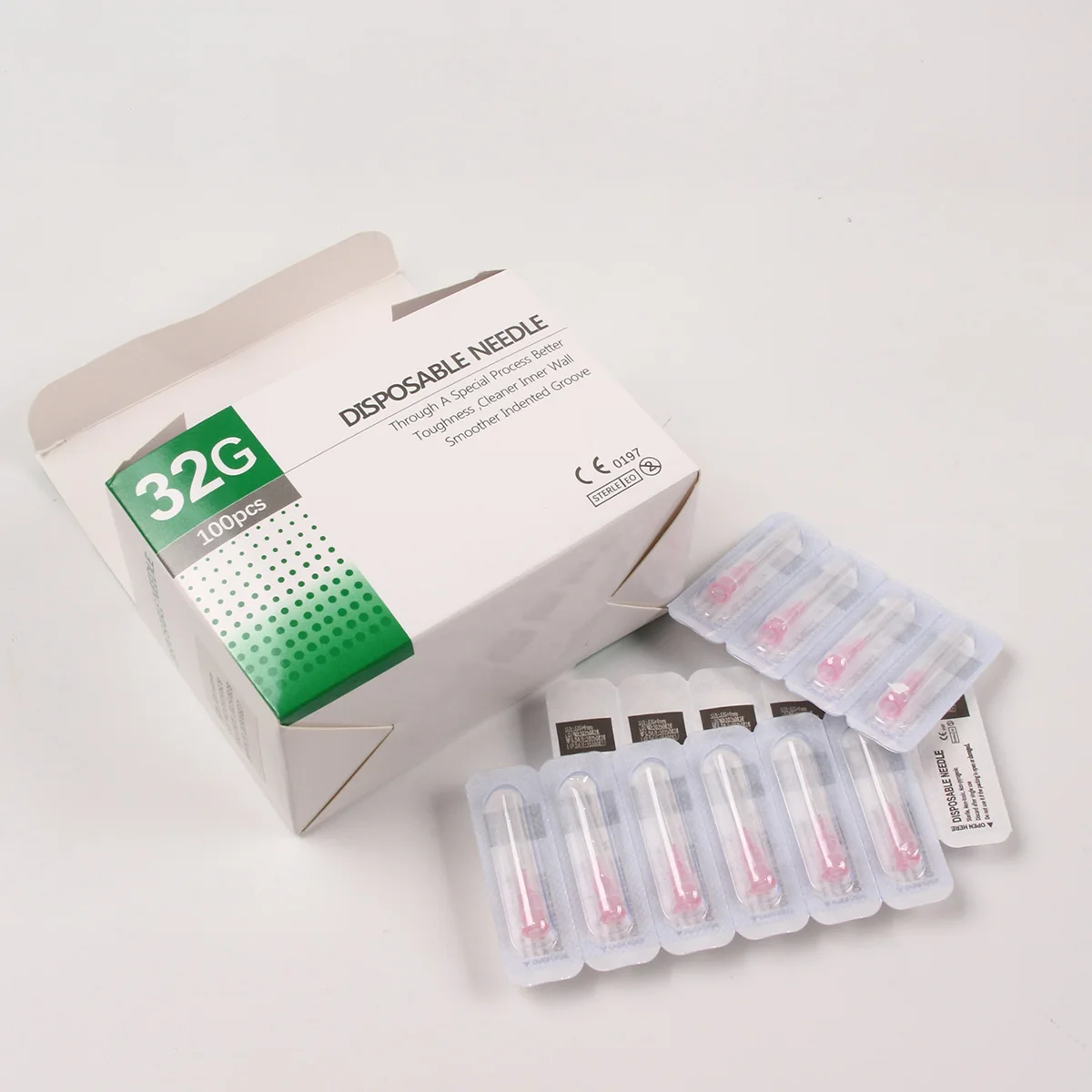 100 قطعة الوشم الصغيرة غير مؤلم الجمال إبرة 32G4MM 32G6MM 32G8MM 32G13MM 32G1.5MM 32G2.5MM العقيمة حاقن إبرة الجفن أداة