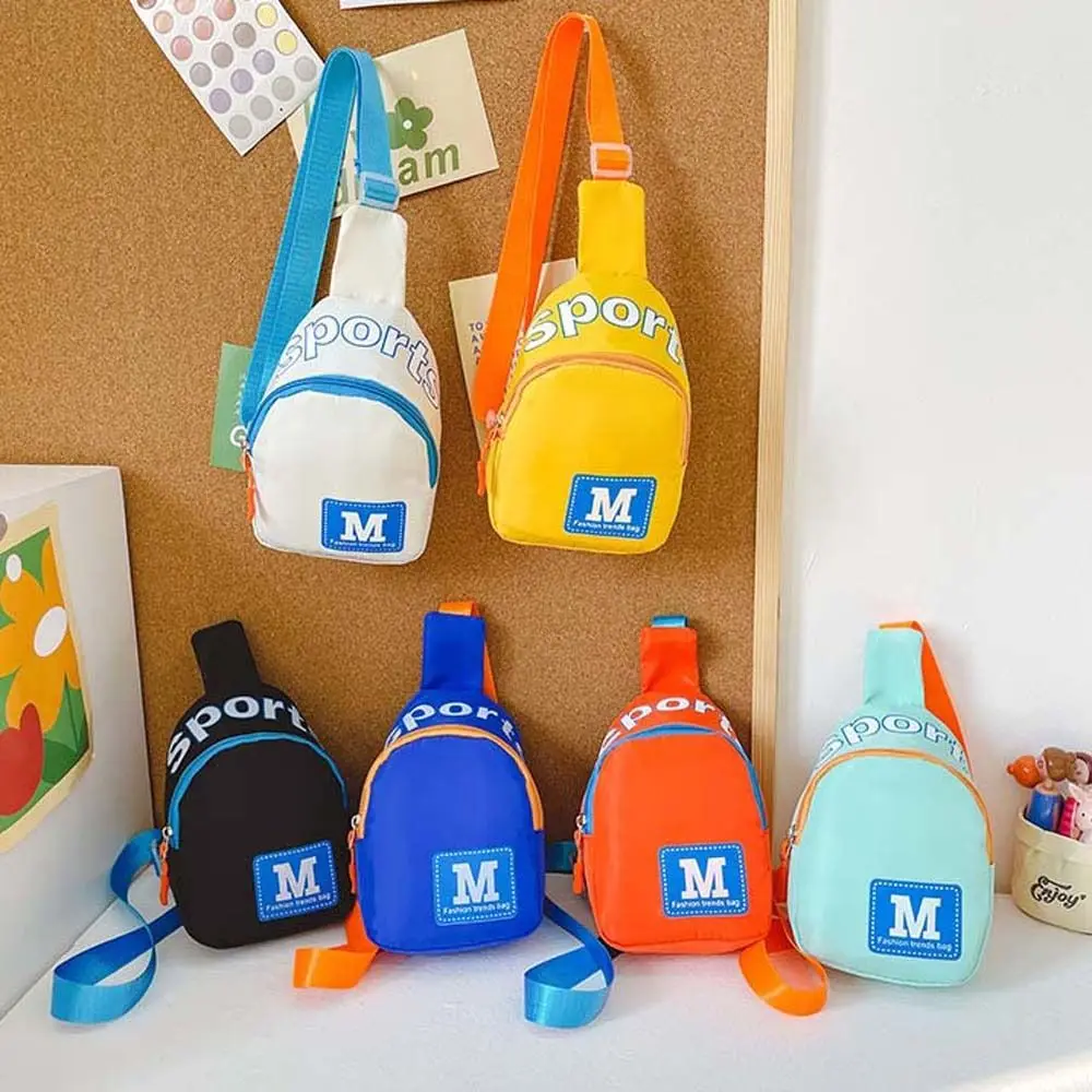 Letter M Kids Chest Bag Nylon Large Capacity Children Crossbody Bag Handbag Sports Bag Outdoor Travel Shoulder Bag Children/Kids