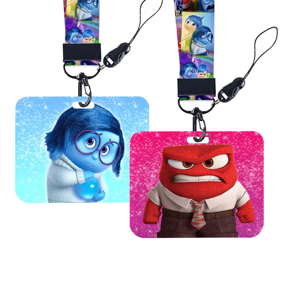 Lastest Inside Out 2 Disney Movie Cartoon Subway Bus ID Card Protective Sleeve Slide Cover Card Storage Case Keychain Pendant