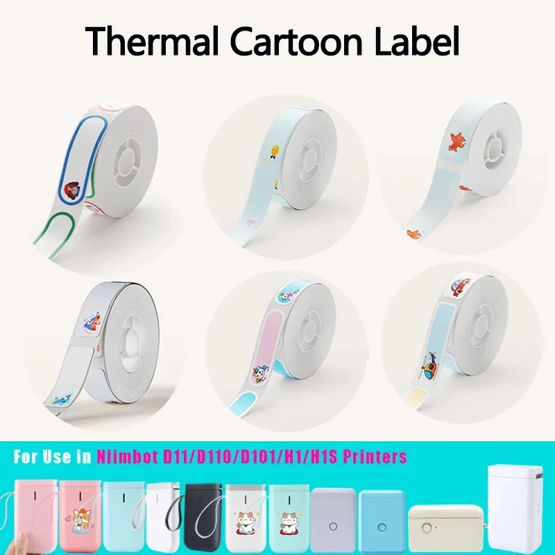 Niimbot D110/D11/D101/H1S/H1/D11Pro Cartoon Animal Label Self-Adhesive Price Paper Kindergarten Classification Name Stickers