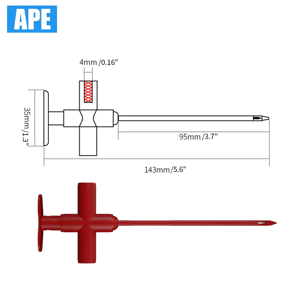 1 pc Test probe, insulation perforation, car repair tool, non-destructive test hook, 4mm spring, banana plug