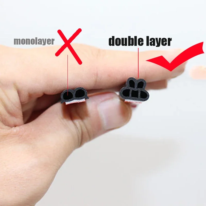 Car Door Seal Strip Double Layer Auto Trunk Seal Rubber Strip 5m/8m/10m Noise Insulation Sealant Sound Isolation Sealing Strips