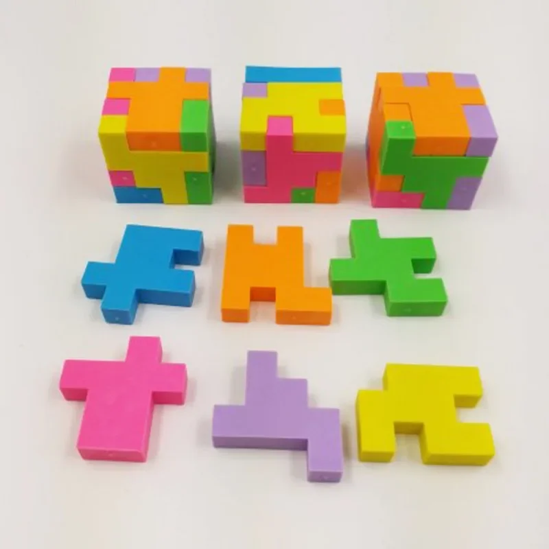 1PC DIY Disassembly and Assembly Combination Rubik's Cube Eraser TPR Puzzle Color 3D Student Eraser