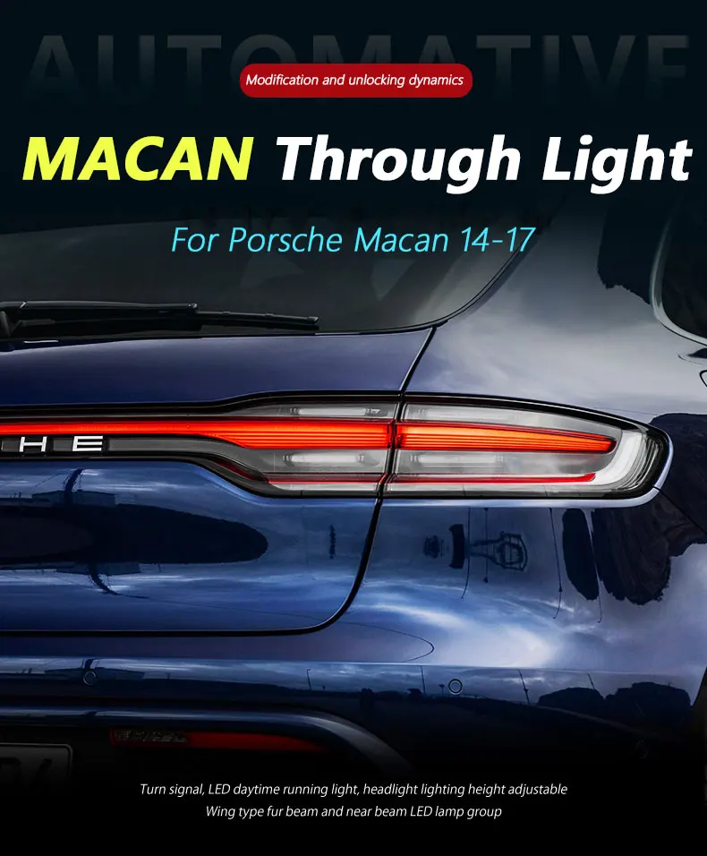 Per Porsche Macan 2014-2017 95B LED Auto fanale posteriore aggiornamento dinamico trame barra luminosa lampada da lavoro accessori per attrezzi  34
