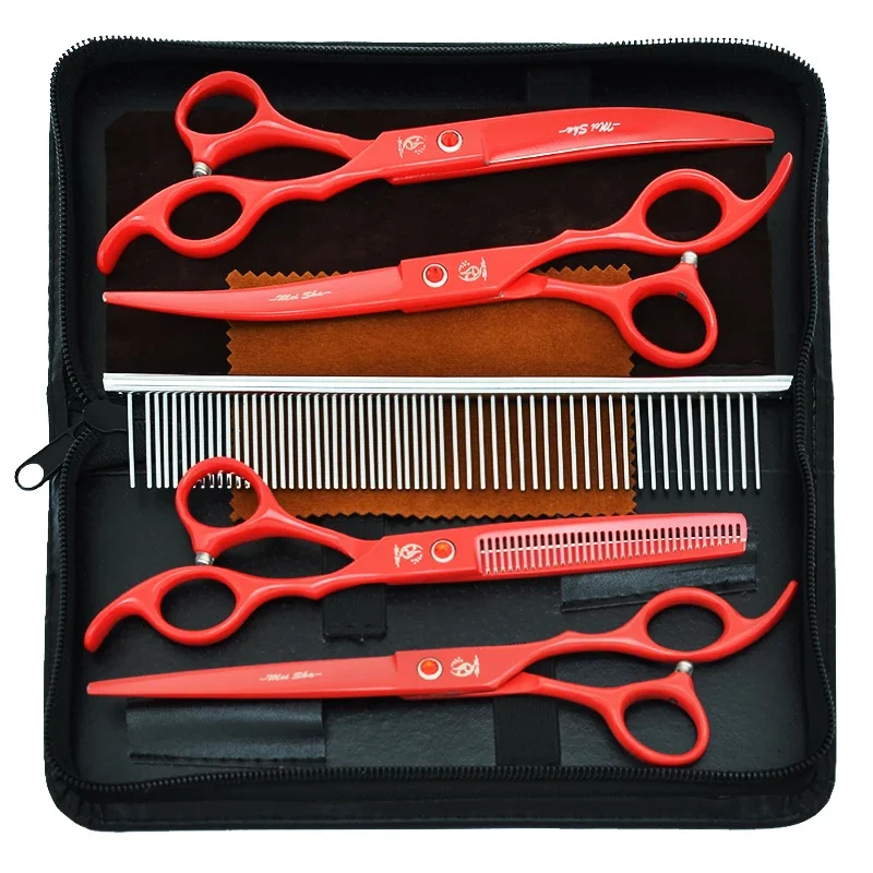 7 inch Meisha Dog Cat Shears Japan Steel Pet Grooming Scissors Animals Straight Curved Cutting Haircut Thinning Scissors B0029A