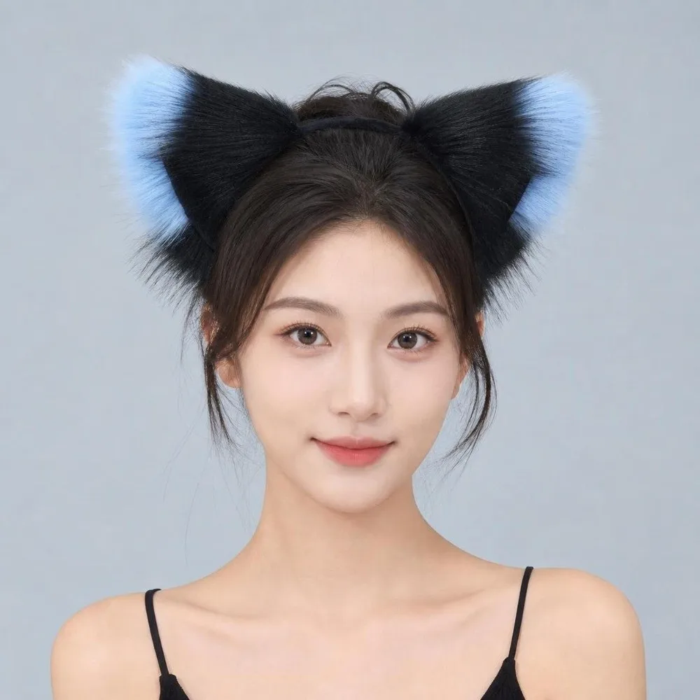 Multicolor Faux Fur Cat Ears Flexible Lightweight Cosplay Ears Hair Hoop Fluffy Realistic Texture Japanese Style Animal Headband