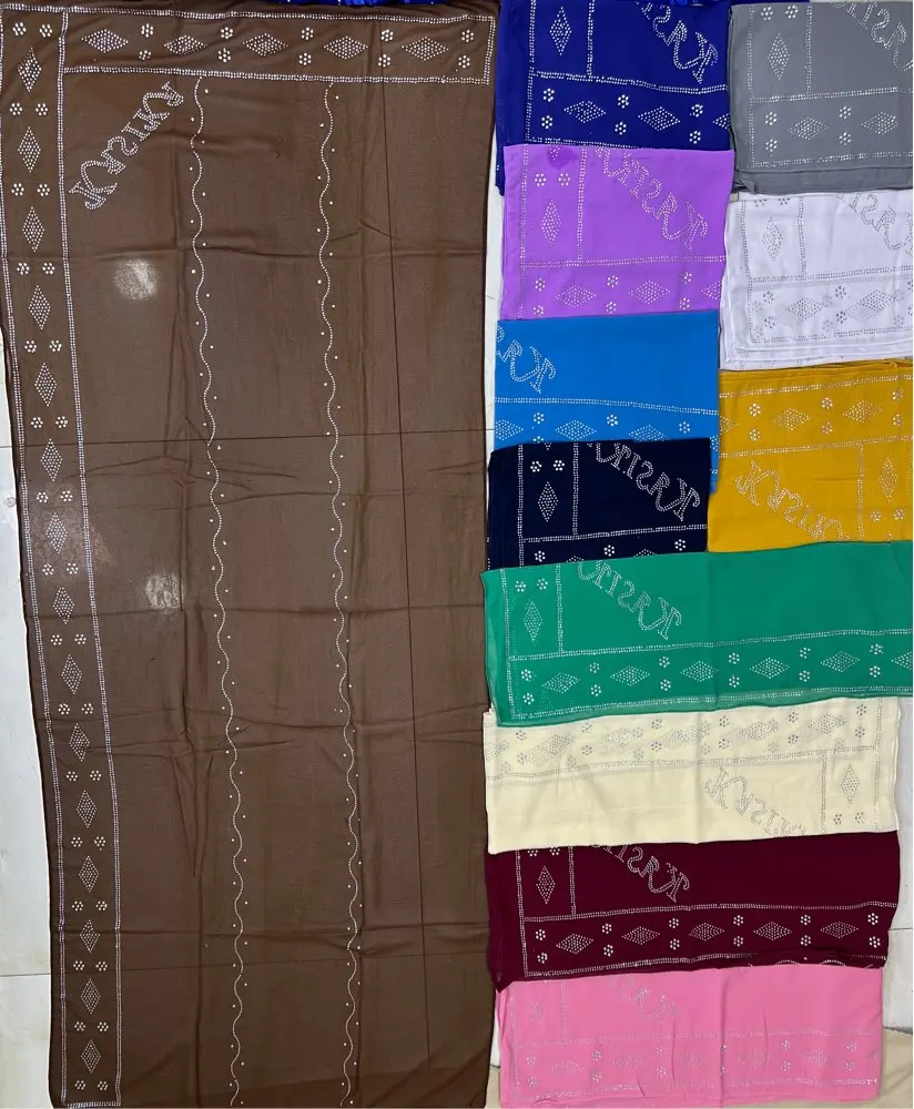 2025 kleine 70x180 cm chiffon Nieuwe Afrikaanse Netto Hijab Sjaal Voor Moslimvrouwen Afrikaanse Dubai Islam Hoofddoek Borduren sjaals