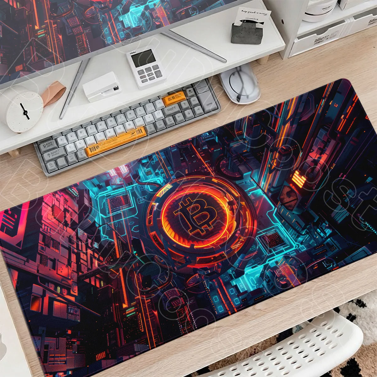 Anime Bitcoin Mouse Pad Trader Mausepads Natural Rubber Pc Table Decoration Carpet Gamer Keyboard Mat Laptop Office Long Deskmat