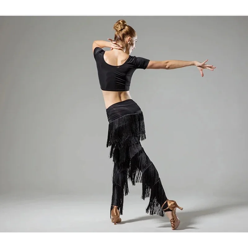 Ladies Adult Modern Dance Skirt Pants Fringed Pants Latin Dance New Fringe Pants Latin Ballroom Dance Tango Dress Pants