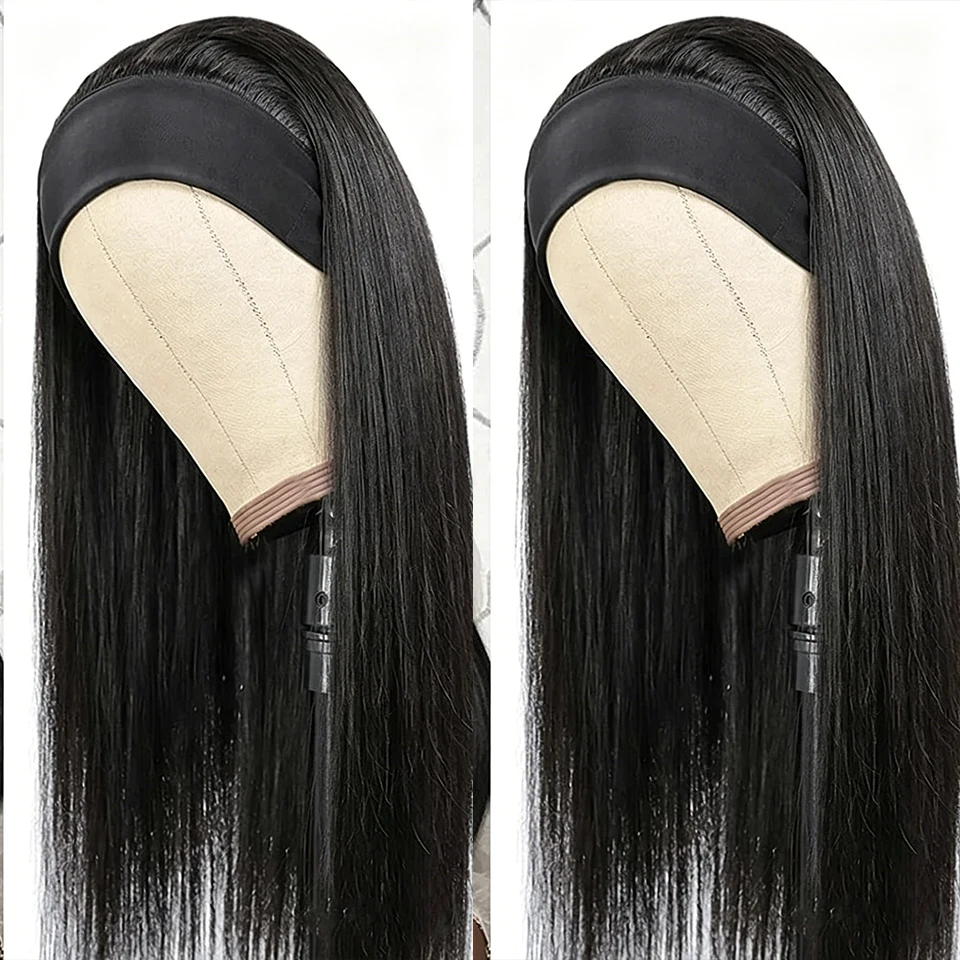 

Ice Silk Headband Wig Hair Band Wear And Go Glueless Human Hair Straight HeadBand Wigs No Glue Whoelsale Dropshipping