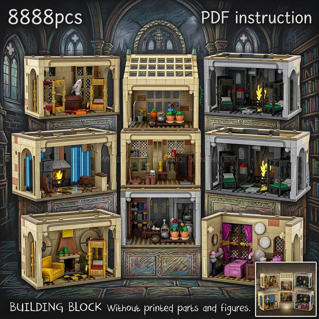 Modular Gothic Castle  Classic British Boarding School MOC Building BlocksDormitory Library Diorama Adult Desk Decor
