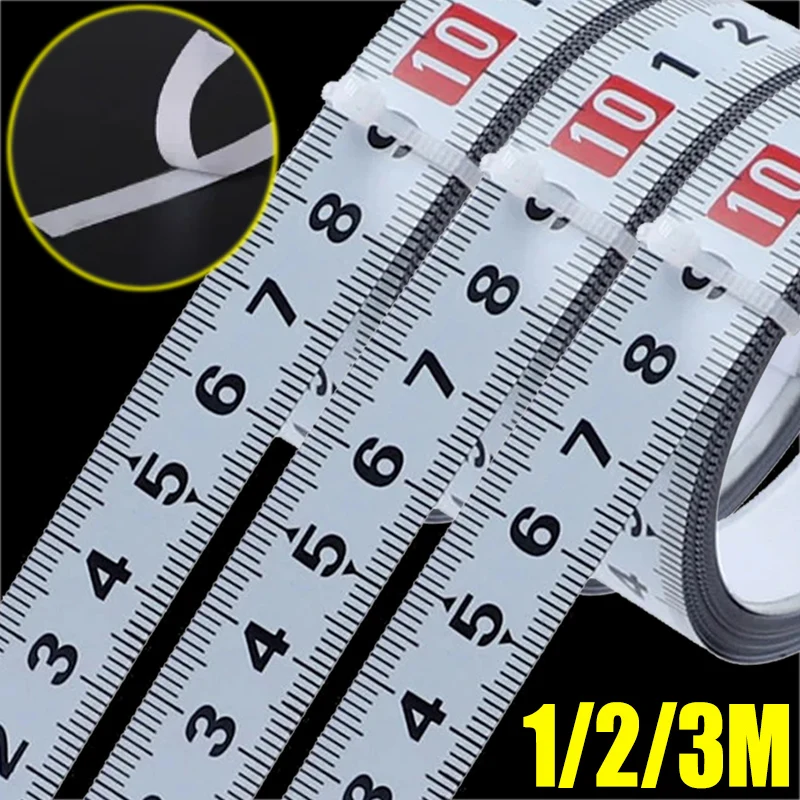 1/2/3M Self-Adhesive Measuring Tape Workbench Metal Ruler with Adhesive Backed Tape Measure Metric Scale Rust-Proof  Tool