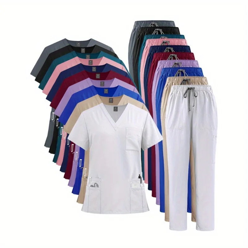 

Women's Scrubs Set: Soft Comfortable 2-Piece Uniform Perfect for Beauty SPA and Pet Store Jobs