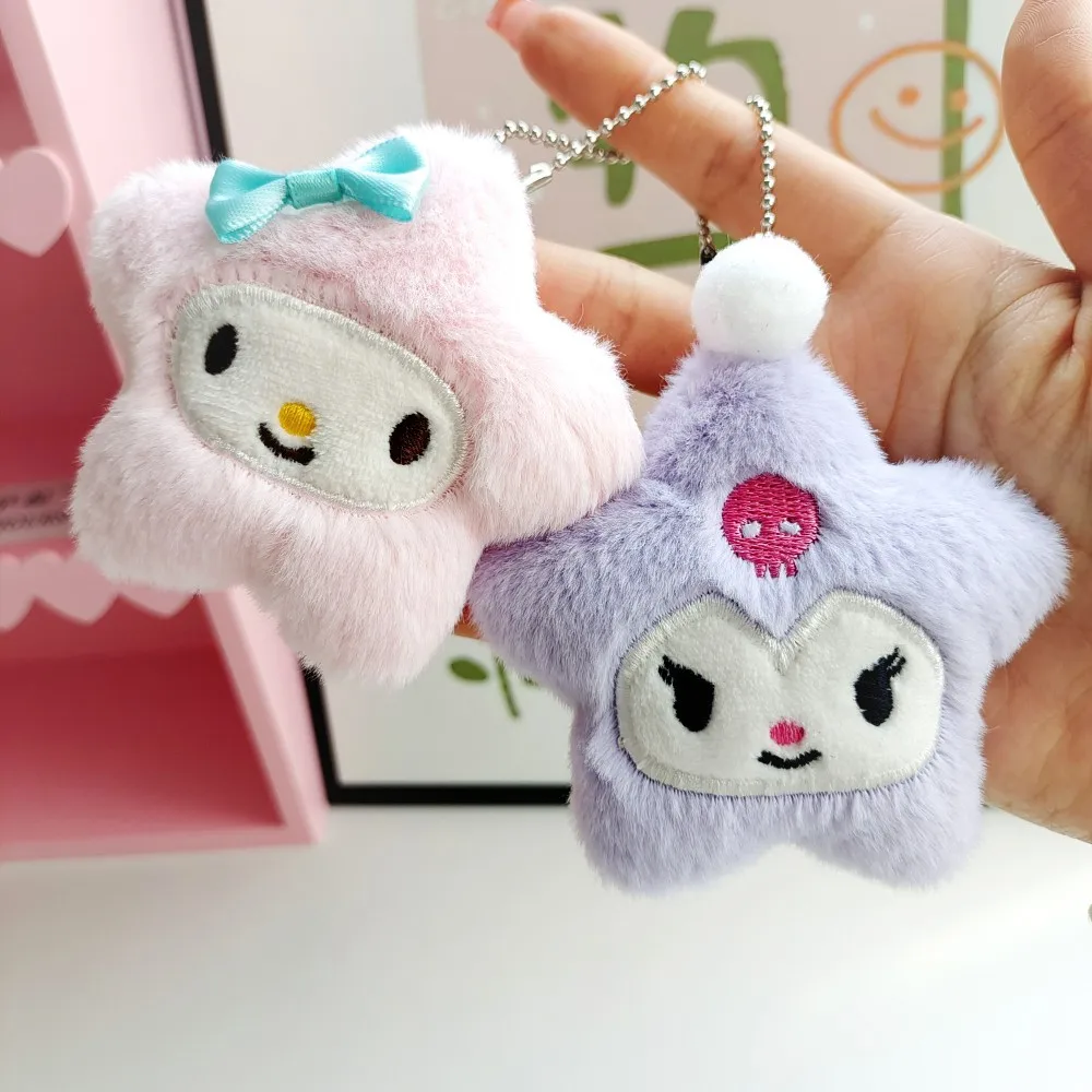 Sanrio pluszowa gwiazda wisiorek Cartoon Hello Kitty Kuromi Melody miękka wypchana lalka brelok brelok do kluczy samochodowych plecak prezent dla dzieci