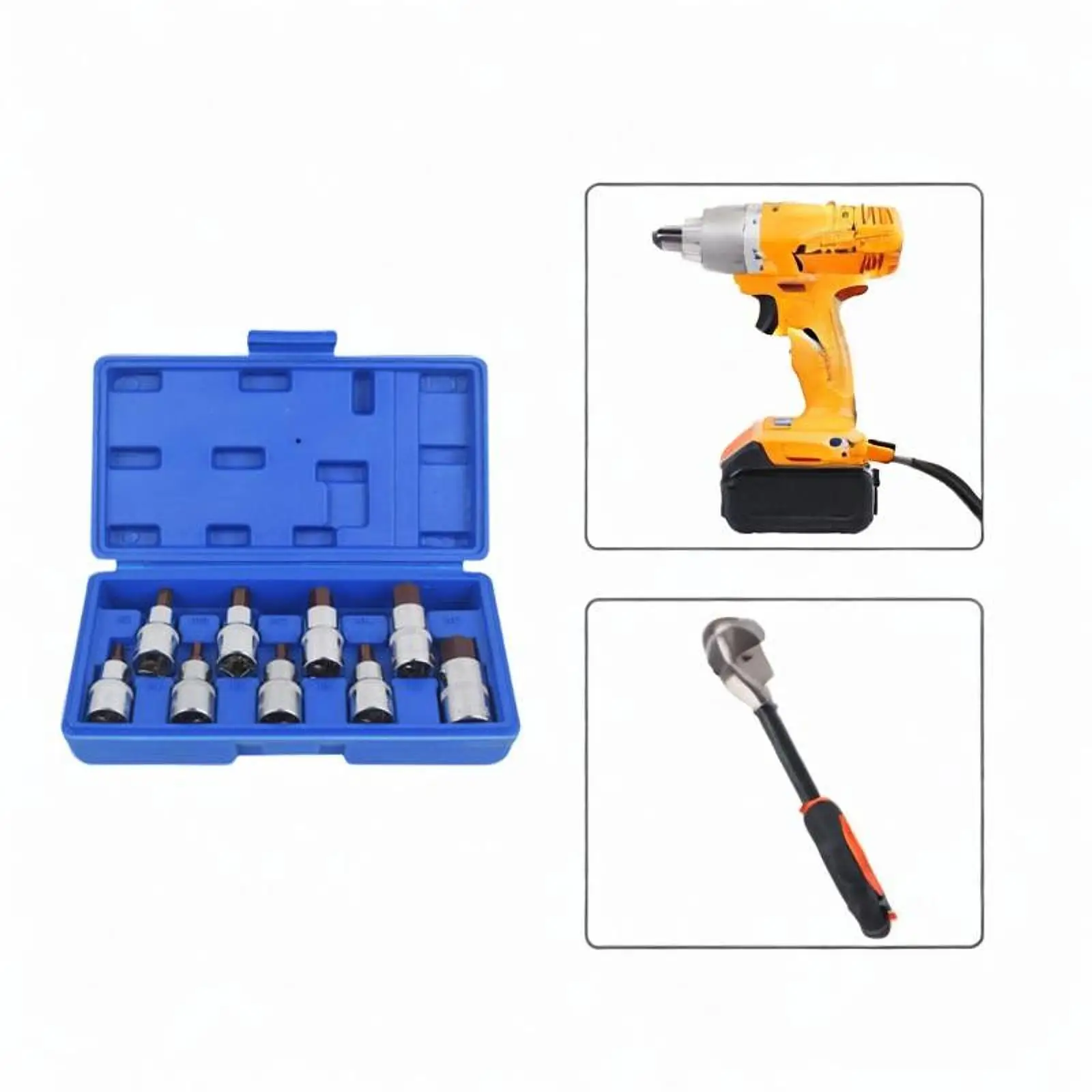 

9x 1/2" Hex Bit Socket Set Impact Socket Set for DIY Repairs Mechanics