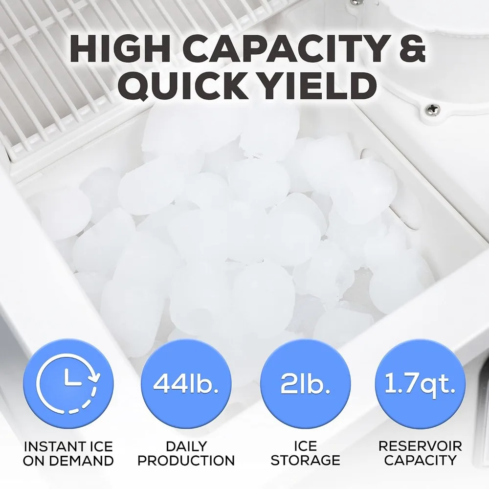 Dual Purpose Ice Cube Maker e Dispensação Shaver, LED Touch Painel de Controle, Diário, 12 Cubos A Cada 7-15 Minutos, 44 lb, 44 lb