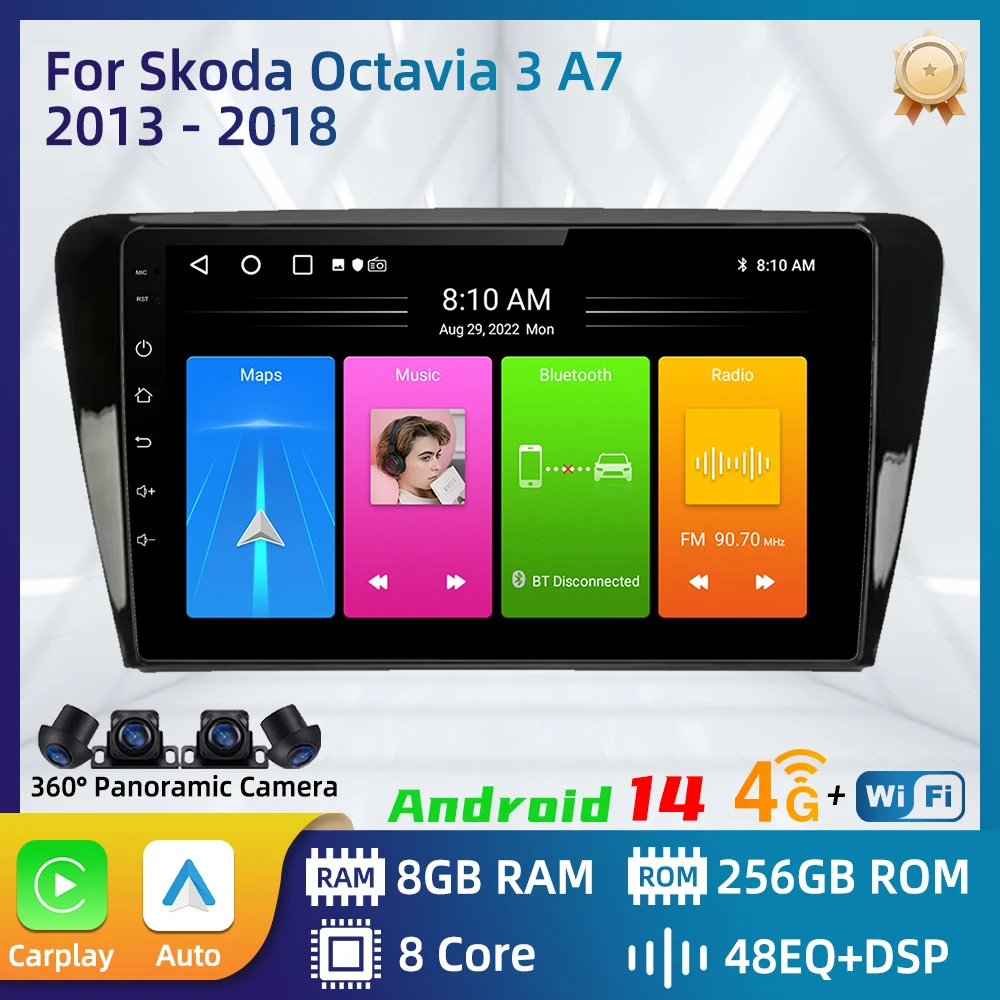 Car Multimedia Player For Skoda Octavia 3 A7 2013 - 2018 Car Radio Android Carplay Auto GPS Navigation Head Unit Stereo 2 Din 4G