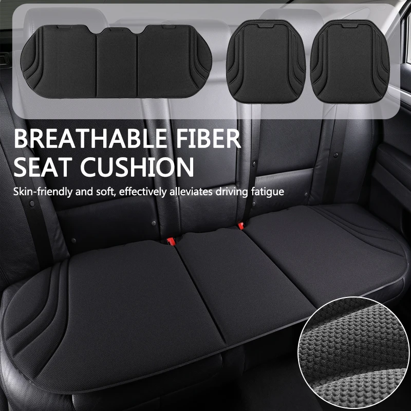 Car Seat Cushion Universal Set Front Rear Breathable Fiber Anti‑Slip Seat Protector Pad Soft Comfortable Auto Interior Accessory