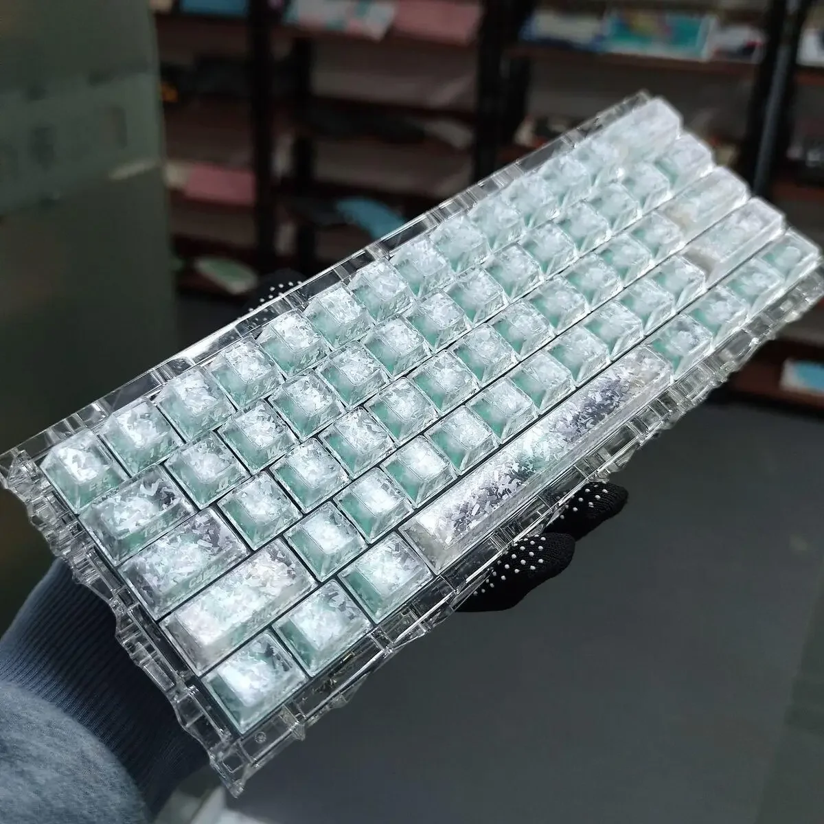 Ice Carbon Fiber 119Key Fog Transparent Side-Engraved Cherry MX Keycaps for Mechanical Keyboard Gaming Enthusiast DIY Mod Gift