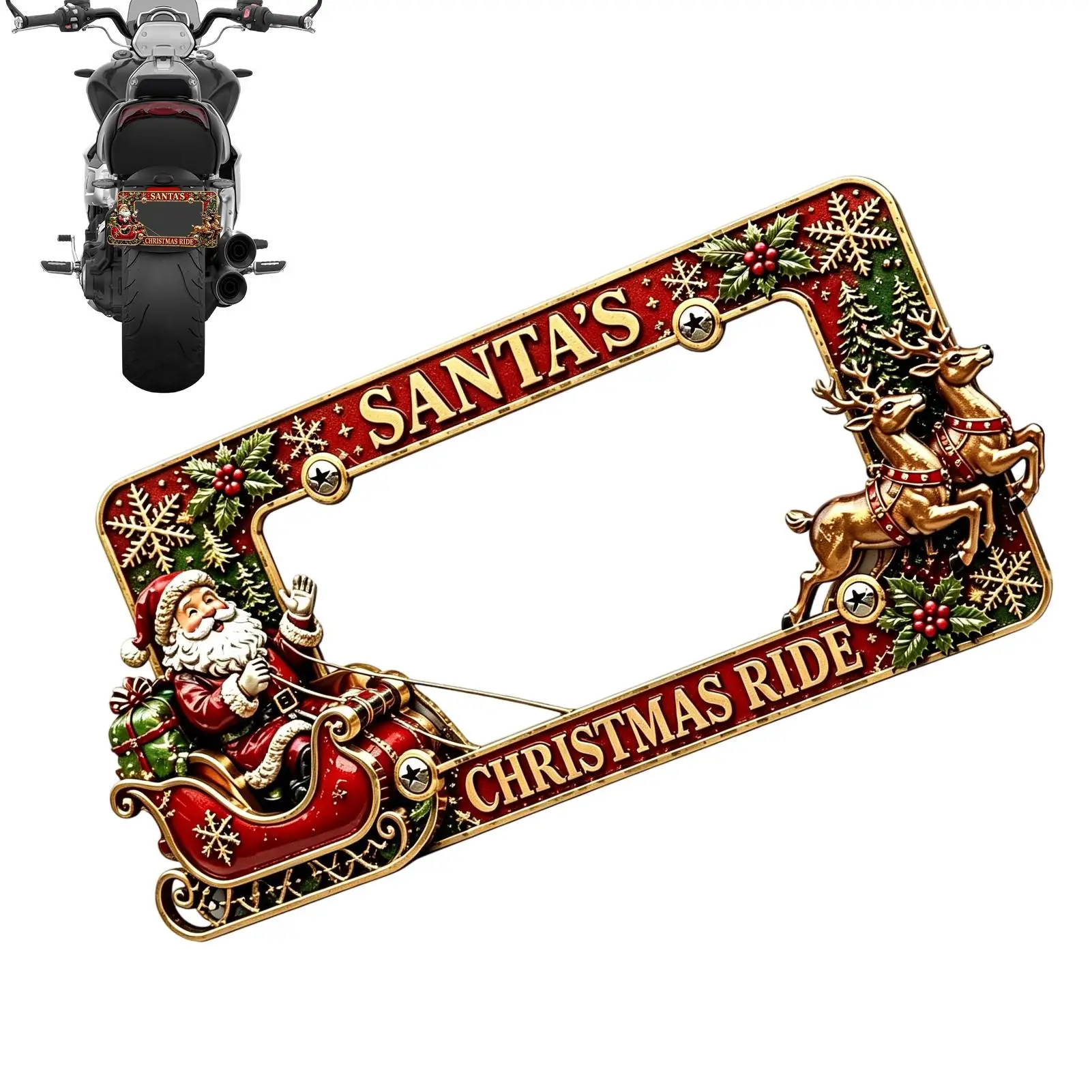 Motorcycle License Plate Frame Christmas Motorbike Tag Parts Motorbike Tag Cover Holder For Riders Collectors Modifiers Women