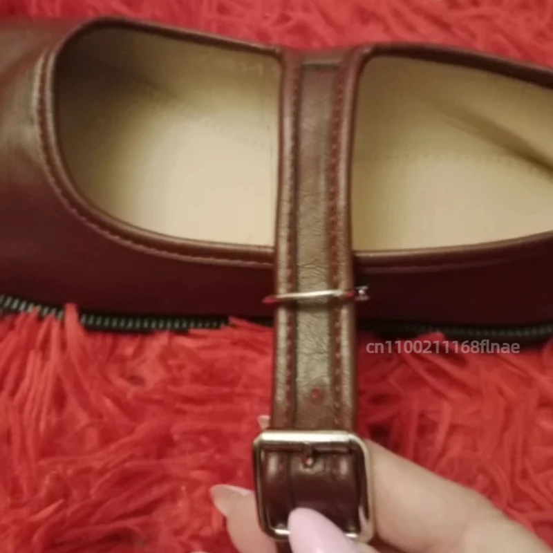 Split Toe Mary Jane Single Shoe Leather Low Heel 2024 Spring New Retro Casual Shallow Mouth Slimming Flat Shoes Women's Party