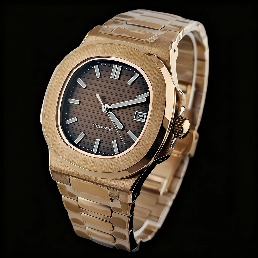NH35 Watch 40mm Customized Logo Watch Men's Watch Rose Gold Stainless Steel Watch NH35 Movement Watch
