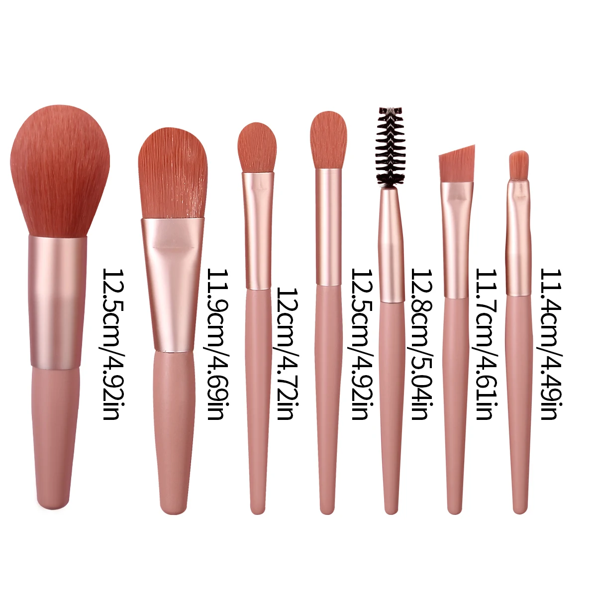 7PCSポータブルミニメイクブラシセット：ルースパウダー、チーク、輪郭を整えるブラシ、複数の柔らかいブラシヘッド、初心者向けのメイクツール