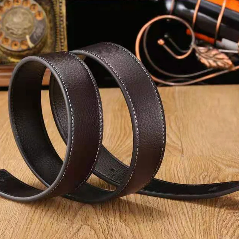 Replacement Men\'s Belt Strap Durable 38mm Genuine Leather No Buckle Hot Fashion DIY New 7 Colors