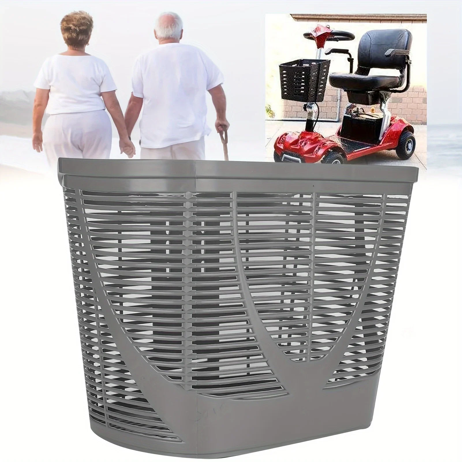 

Large Plastic Rear Basket for Electric Bicycles and Mobility Scooters, Durable Bike Basket Accessory