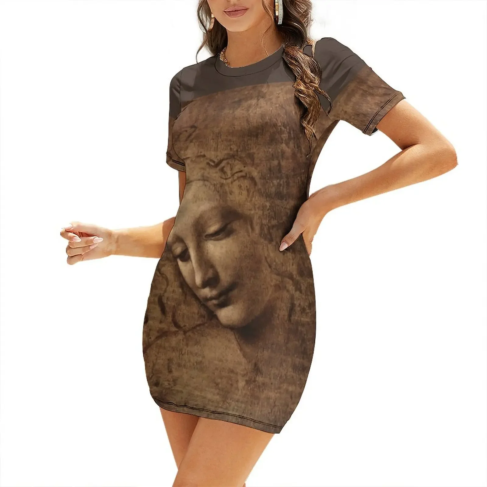

La Scapigliata by Leonardo da Vinci Short-Sleeved Dress women's fashion dresses women evening dress dresses for women Dress