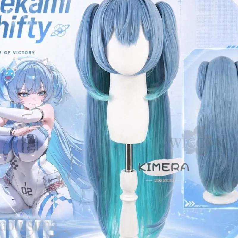 

Anime GODDESSS Game VICTORYSS Cosplay Mekami Shifty New Outfit Kawaii Gray Blue Wig Mint Colored Inner Hair Synthetic Hair 코스프레