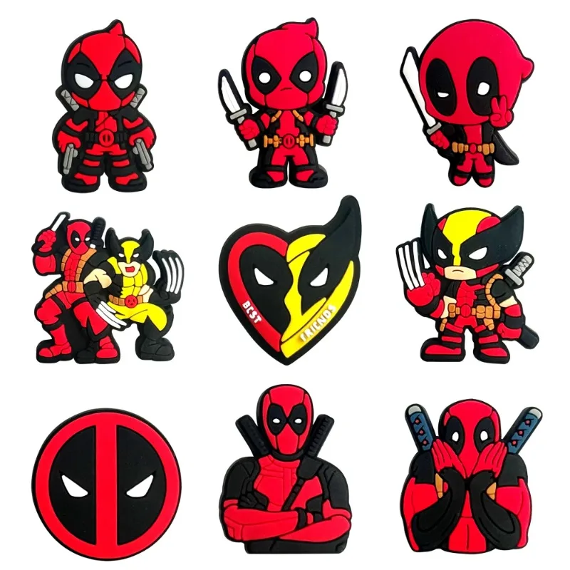 9pcs/SET Marvel Deadpool Cartoon Series for Cartoon Shoe Charms Accessories DIY Decoration for Classic Clog Kids Gifts