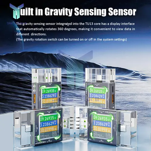 TU13 USB Tester Voltmeter Meter Type-C PD3.0 Fast charging Protocol DC0-50V Mobile Phone Charger Capacity Monitor Power Tester