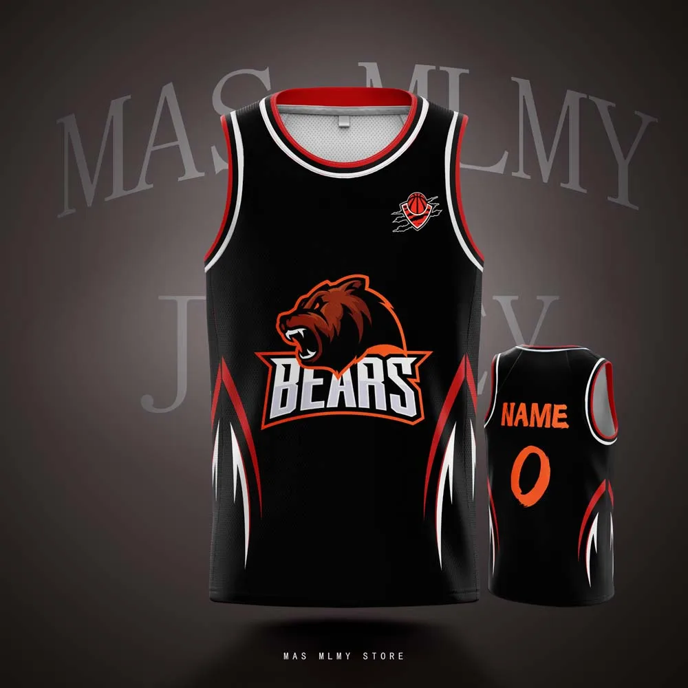 

Bears Team Basketball Jerseys Custom Digital Print - Personalized Name Number Mesh Shirts for Kids Youth Adult