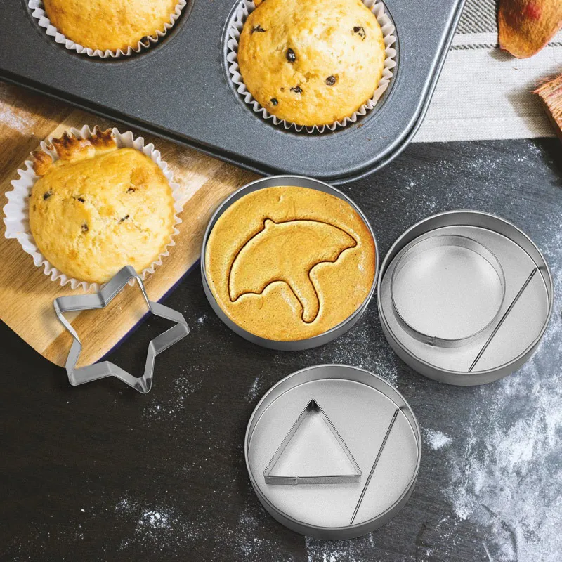 Korean Sugar Cookie Mold Stainless Steel Honeycomb Cookies Game Set Triangular Square Circular Pentagram Umbrella Shaped Mold