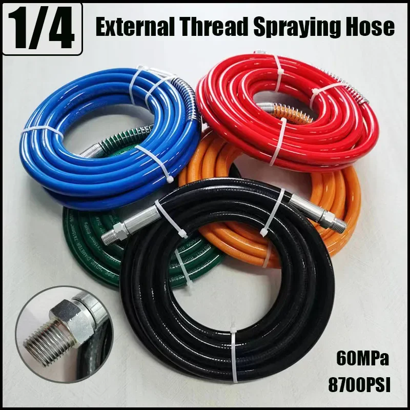 1/4 External Thread Interface Airless Paint Spray Hose Explosion-proof Fiber Tube High pressure Oil Pipe Water cleaning hose