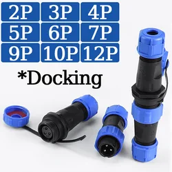 SP13 SP16 SP17 SP20 SP21 Aviation Connectors Waterproof IP68 Aviation Connector Plug Docking Male Female 2 3 4 5 6 7 9 10 12Pin