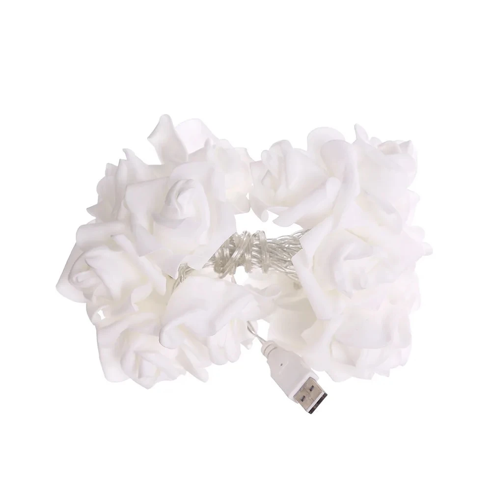 Rose Flower LED String Lights USB/AA Battery Powered Fairy Lighting for Wedding Home Party Birthday Festival Decorations