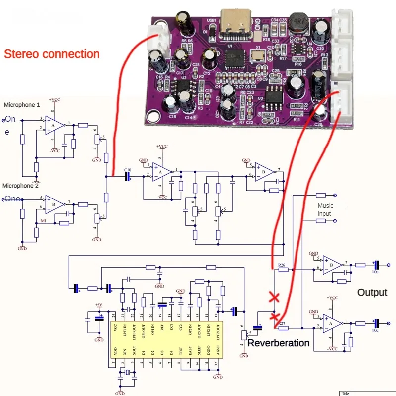 Digital DSP Reverb Module for Computer-Adjusted Audio Effects Mixer Amplifier Reverb Board Modification Effect Processor