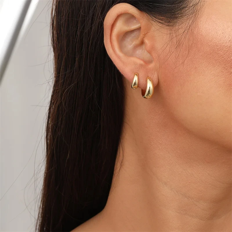 3/6Pcs/Set Fashion Gold Color Huggie Hoop Earrings for Women Men Minimalist Metal Small Circle Round Earrings Jewelry Gifts image 3