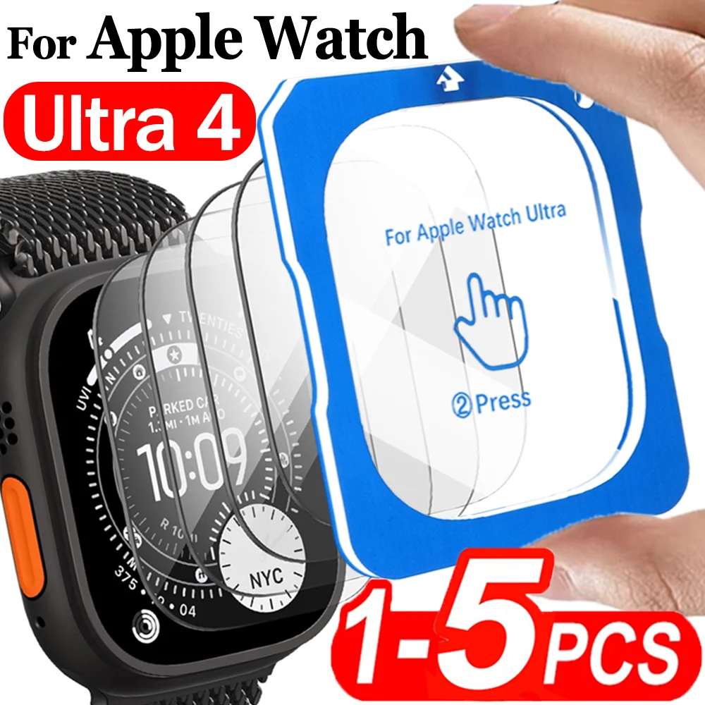 5-1Pcs Tempered Glass for Apple Watch Ultra 2/3/4 Easy Installation Screen Protector Anti-Scratch Film for IWatch Ultra 4 3 49mm