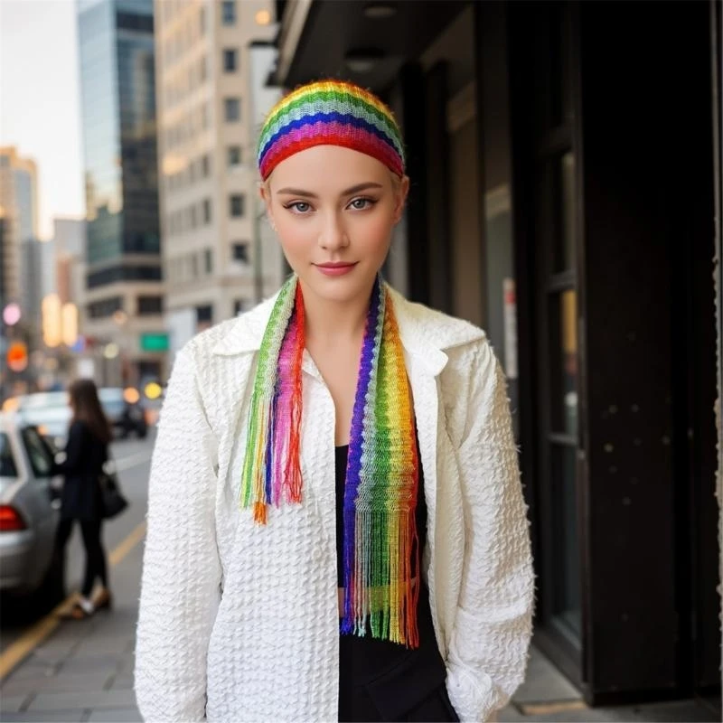 

X4YC Elegant Stripe Scarf Lace Neck Wrap Scarves for Women Leisure Outfit Occasion